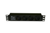 Hyperline SHE10-4SH-IEC Блок розеток для 10" шкафов, горизонтальный, 4 розетки Schuko, без кабеля питания, входной разъем IEC320 C14 10A, 250В, 254х44