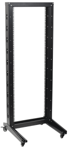  19" однорамная стойка, 32U, 600x600, на роликах, черная