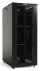 Hyperline TTB-3266-AS-RAL9004 Шкаф напольный 19-дюймовый, 32U, 1610x600х600 мм (ВхШхГ), передняя стеклянная дверь со стальными перфорированными бокови