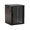 Hyperline TWB-0666-GP-RAL9004 Шкаф настенный 19-дюймовый (19"), 6U, 367x600х600мм, стеклянная дверь с перфорацией по бокам, ручка с замком, цвет черны
