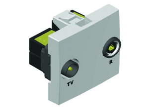 ТВ/Радио розетка 45х45 проходная, белый