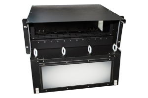 Hyperline FO-19BX-4U-F2-12xSLT-W120H32-EMP Патч-панель 19” универсальная, пустой корпус, 4U, фиксированная рама вертикальная, 12 вертикальных слотов, 