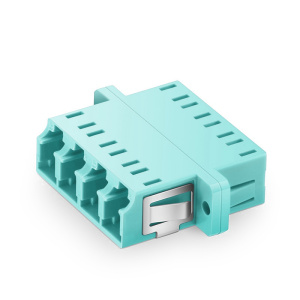 Оптический адаптер OM3, квадро LC, с фланцами, бирюзовый