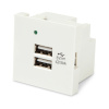 Hyperline M45-USBCH2-WH Модуль розетки USB для зарядки, 2 порта, 2М, 4.2А, 5В, 45x45мм, белый