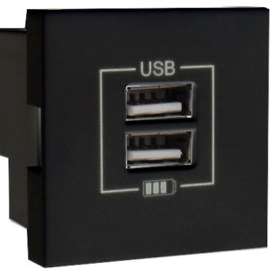 Розетка USB двойная, зарядная, черный (матовый) (45439 SPM)