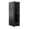 WRline WR-TT-2768-AS-RAL9004 Шкаф напольный 19-дюймовый, 27U, 1388x600х800 мм (ВхШхГ), передняя стеклянная дверь со стальными перфорированными боковин