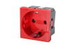 Розетка 2P+E немецкий стандарт 45 × 45 мм, с защитными шторками, красный
