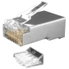 Hyperline PLUG-8P8C-UV-C6-SH-100 Разъем RJ-45(8P8C) под витую пару, категория 6 (50 µ"/ 50 микродюймов), экранированный, универсальный (для одножильно