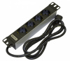 Hyperline SHT10-4SH-IEC Блок розеток для 10" шкафов, горизонтальный, 4 розетки Schuko, входной разъем IEC320 C14 10A, 250В, установочный размер 236 мм
