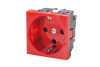 Розетка 2P+E немецкий стандарт 45 × 45 мм, с защитными шторками, с механической блокировкой, красный