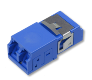 Оптический адаптер OS2, дуплекс LC, без фланцев, со шторками, синий