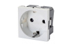 Розетка 2P+E немецкий стандарт 45 × 45 мм, с защитными шторками, белый