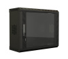 Hyperline TWS-1225-GP-RAL9004 Шкаф настенный 19-дюймовый (19"), 12U, 650х600х250, со стеклянной дверью, несъемные боковые панели, цвет черный (RAL 900