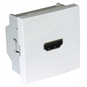 HDMI РОЗЕТКА, ВИНТ ПОДКЛЮЧ - 2 МОД., БЕЛЫЙ (45436 SBR)