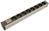 Hyperline SHZ19-8SH-S-IEC Блок розеток для 19" шкафов, горизонтальный, 8 розеток Schuko, выключатель с подсветкой, без кабеля питания, входной разъем 