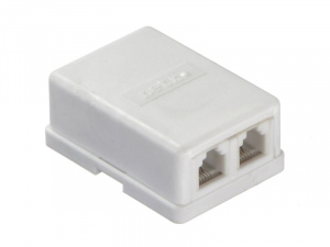 Розетка телефонная внешняя / 2 порта RJ-11(6p4c) / 4 контактная, белая