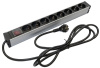 Hyperline SHZ19-8SH-S-2.5EU Блок розеток для 19" шкафов, горизонтальный, 8 розеток Schuko, выключатель с подсветкой, кабель питания 2.5м (3х1.5мм2) с 