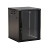 Hyperline TWB-0966-GP-RAL9004 Шкаф настенный 19-дюймовый (19"), 9U, 500x600х600мм, стеклянная дверь с перфорацией по бокам, ручка с замком, цвет черны