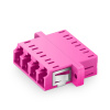 Оптический адаптер OM4, квадро LC, с фланцами, пурпурный