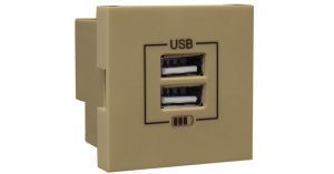 Розетка USB двойная, зарядная, золото (45439 SDU)